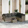 Image de vidaXL Salon de jardin avec coussins 7 pcs gris résine tressée