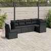 Image de vidaXL Salon de jardin 6 pcs avec coussins noir résine tressée
