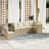 Image de vidaXL Salon de jardin avec coussins 6 pcs beige résine tressée