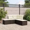 Image de vidaXL Salon de jardin avec coussins 5 pcs marron résine tressée