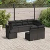 Image de vidaXL Salon de jardin 8 pcs avec coussins noir résine tressée
