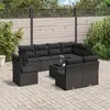 Image de vidaXL Salon de jardin 9 pcs avec coussins noir résine tressée