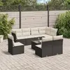 Image de vidaXL Salon de jardin 9 pcs avec coussins noir résine tressée