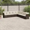 Image de vidaXL Salon de jardin avec coussins 9 pcs marron résine tressée