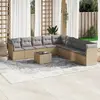 Image de vidaXL Salon de jardin avec coussins 10 pcs beige résine tressée