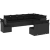 Image de vidaXL Salon de jardin 10 pcs avec coussins noir résine tressée