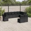 Image de vidaXL Salon de jardin 10 pcs avec coussins noir résine tressée
