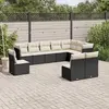 Image de vidaXL Salon de jardin 10 pcs avec coussins noir résine tressée
