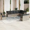 Image de vidaXL Salon de jardin avec coussins 10 pcs gris clair résine tressée