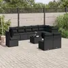 Image de vidaXL Salon de jardin 11 pcs avec coussins noir résine tressée