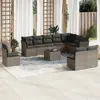 Image de vidaXL Salon de jardin 11 pcs avec coussins gris résine tressée