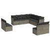 Image de vidaXL Salon de jardin 11 pcs avec coussins gris résine tressée