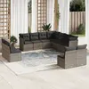 Image de vidaXL Salon de jardin 11 pcs avec coussins gris résine tressée