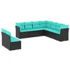 Image de vidaXL Salon de Jardin 9 pcs avec Coussins Noir résine tressée