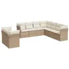 Image de vidaXL Salon de jardin avec coussins 9 pcs beige résine tressée