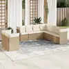 Image de vidaXL Salon de jardin avec coussins 9 pcs beige résine tressée