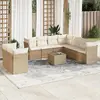 Image de vidaXL Salon de jardin avec coussins 10 pcs beige résine tressée