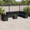Image de vidaXL Salon de jardin 11 pcs avec coussins noir résine tressée