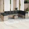 Image de vidaXL Salon de jardin 11 pcs avec coussins gris clair résine tressée