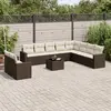 Image de vidaXL Salon de jardin et coussins 11 pcs marron résine tressée