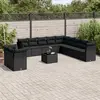 Image de vidaXL Salon de jardin 12 pcs avec coussins noir résine tressée
