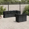 Image de vidaXL Salon de jardin 7 pcs avec coussins noir résine tressée
