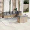 Image de vidaXL Salon de jardin avec coussins 8 pcs beige résine tressée