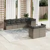 Image de vidaXL Salon de jardin 8 pcs avec coussins gris résine tressée