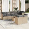 Image de vidaXL Salon de jardin avec coussins 9 pcs beige résine tressée
