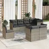 Image de vidaXL Salon de jardin 8 pcs avec coussins gris résine tressée