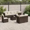 Image de vidaXL Salon de jardin avec coussins 9 pcs marron résine tressée
