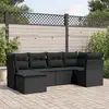 Image de vidaXL Salon de jardin 6 pcs avec coussins noir résine tressée