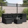 Image de vidaXL Salon de jardin 7 pcs avec coussins noir résine tressée