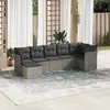 Image de vidaXL Salon de jardin avec coussins 7 pcs gris résine tressée