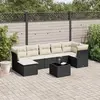 Image de vidaXL Salon de jardin 8 pcs avec coussins noir résine tressée