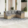 Image de vidaXL Salon de jardin avec coussins 7 pcs beige résine tressée