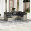 Image de vidaXL Salon de jardin avec coussins 7 pcs gris clair résine tressée