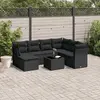 Image de vidaXL Salon de jardin 8 pcs avec coussins noir résine tressée