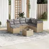 Image de vidaXL Salon de jardin avec coussins 8 pcs beige résine tressée