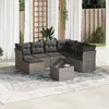 Image de vidaXL Salon de jardin 8 pcs avec coussins gris résine tressée