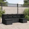 Image de vidaXL Salon de jardin 6 pcs avec coussins noir résine tressée