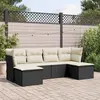 Image de vidaXL Salon de jardin 6 pcs avec coussins noir résine tressée