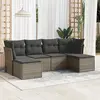 Image de vidaXL Salon de jardin 6 pcs avec coussins gris résine tressée
