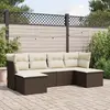 Image de vidaXL Salon de jardin avec coussins 6 pcs marron résine tressée