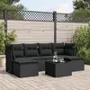 Image de vidaXL Salon de jardin 7 pcs avec coussins noir résine tressée