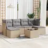 Image de vidaXL Salon de jardin avec coussins 7 pcs beige résine tressée