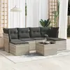 Image de vidaXL Salon de jardin avec coussins 7 pcs gris clair résine tressée