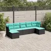 Image de vidaXL Salon de jardin 7 pcs avec coussins noir résine tressée