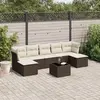 Image de vidaXL Salon de jardin 8 pcs avec coussins marron résine tressée