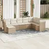 Image de vidaXL Salon de jardin avec coussins 8 pcs beige résine tressée